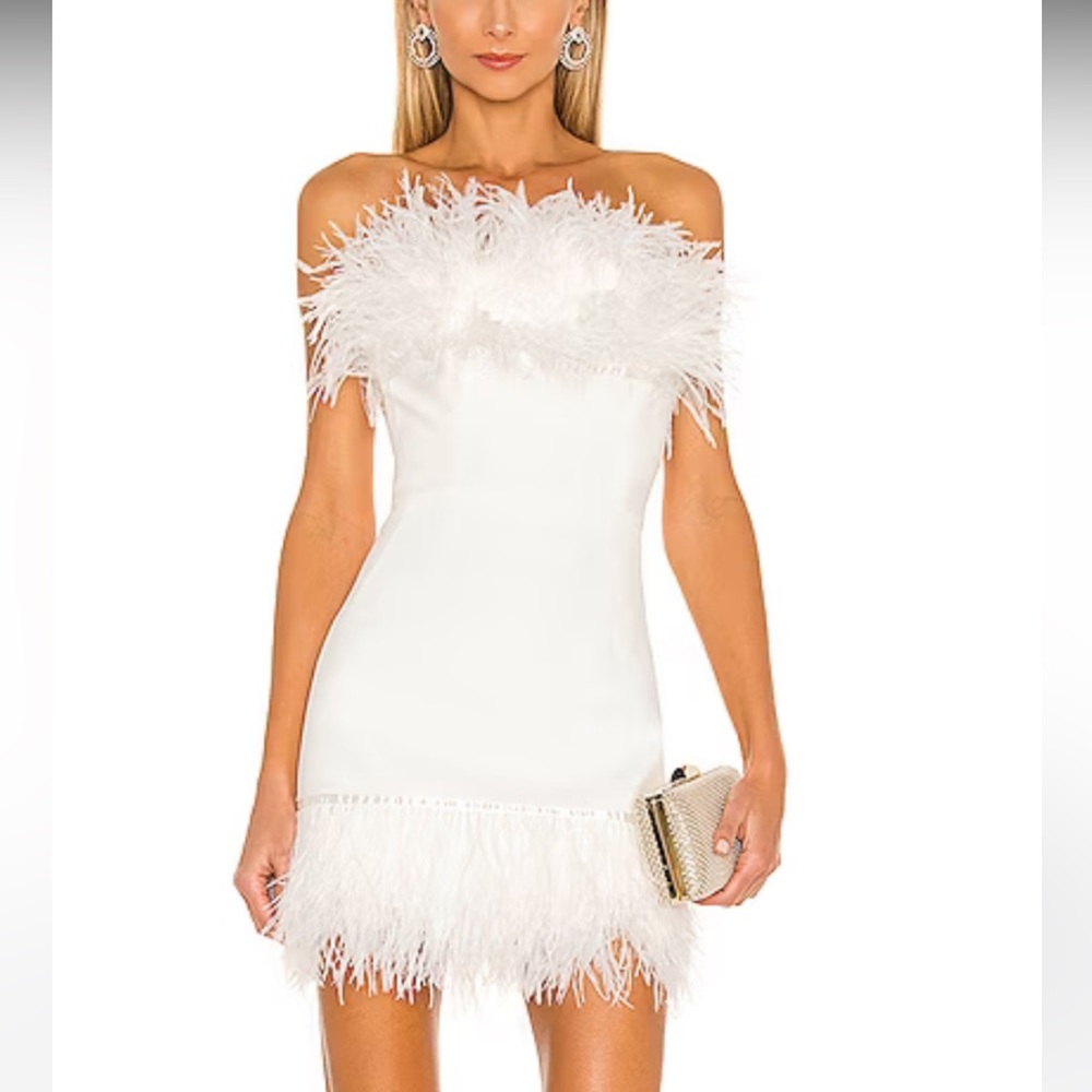 Lola Blanc Mini Feather Dress in White